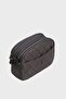 Women's Dark Gray Satin Embroidered Lined 4-Compartment Adjustable Strap Crossbody and Shoulder Bag - 2