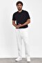 New Season Men's White Sweatpants - Baggy Loose Fit, 3 Thread Raised Mz73037 - 4