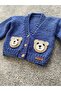 Hand Knitted Cute Teddy Bear Detailed Boy's Cardigan
