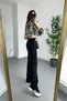 Jaxen Women's Non-Fading Black High Waist Comfort Lycra Palazzo Denim Trousers - 4