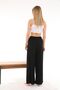 Women's Black Wide Leg Pants Seersucker Fabric Elastic Waist Oversize - 5