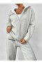 Women's Gray Sierra Printed Hooded Oversize Tracksuit Set