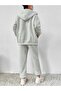 Women's Gray Sierra Printed Hooded Oversize Tracksuit Set - 4