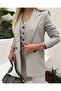 Square Patterned Trousers Jacket Vest 3-Piece Women's Suit