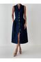 Fashion Front Button Shirt Collar Jeans Dress - 3