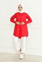 Women's Red Terikoton Hidden Button Boyfriend Hijab Shirt - 3