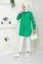 Women's Benetton Green Tericotone Hidden Button Boyfriend Hijab Shirt - 3