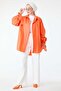 Orange Women's Tunic - Plain Shirt Collar - 10811 - 2