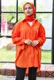 Orange Women's Tunic - Plain Shirt Collar - 10811 - 5