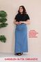 Lycra Ice Blue Long Denim Skirt