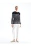 Crew Neck Striped Long Sleeve Women's Knitwear Sweater - W4Bq74Z8 - 3