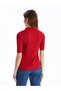 Polo Neck Plain Short Sleeve Women's Knitwear Sweater - 5