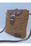 Leather Strap Hand Knitted Leather Strap Paper Thread Women's Shoulder Bag (Color Straw) - 2