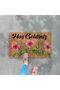 Modern Digital Printed - Welcome Written Mat, Non-Slip Base and Hooded Knitted Blouse - 2