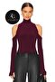 Women's Burgundy Turtleneck Off-Shoulder Finger-Loop Silk Jersey Blouse
