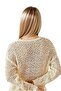Beige Cotton Openwork Women's Knitwear Sweater - 3