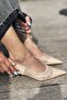 Talin Matte Leather Mesh Detailed Short Heeled Stiletto Nude - 7