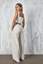 Natur Linen Loose Cut Lace Detailed Trousers 27057 - 4