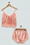 Set of 2 Satin Lace Pink Athlete Shorts - 2