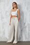 Natur Linen Loose Cut Lace Detailed Trousers 27057