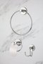 Chrome Ring Towel Holder Narrow Cover Toilet Napkin Robe Rack Set of 3 Bathroom Accessories