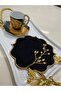 منديل عرض جانبي من اللباد المطرز بنقشة الزهور الذهبية مكون من 6 قطع