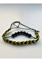 Yellow Lacquer Fan Bracelet, Double, Macrame Braided and Beaded Fan Bracelet Lantern - 4