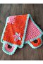 Hand Knitted Long Washcloth Dowry Rectangular Floral Washcloth - 6