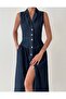 Fashion Front Button Shirt Collar Jeans Dress - 2