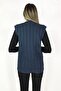 Women's V-Neck Thick Wool Goose Feet Patterned Knitwear Buttoned Pocketed Mother Vest - 3