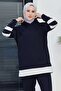 Straight Capson Collar Women's Navy Blue Tunic Trousers - 3024 - 2