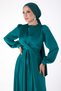 Green Lace-Up Straight Crew Neck Women's Evening Dress - 26160 - 3