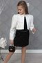 Girls' Stone Embroidered Skirt Suspender Jersey Blouse and White Blazer Jacket Skirt Set - 4