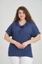 Blue Shawl Collar Plus Size Blouse