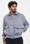 New Season Men's Seasonal Light Gray Zippered Bomber Jacket Mz56112 - 4