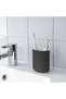 5-Piece Bathroom Set Trash Can (STEEL) - Toothbrush Holder Soap Dispenser Toilet Brush (PORSELEN) Black - 6
