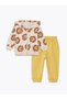 Hooded Long Sleeve Printed Baby Boy Cardigan and Trousers 2 Pieces Set