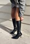Lonteras Matte Leather Stretch Women's Heeled Boots Black - 2