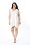Women's Plus Size Bone Cotton Fabric V-Neck Sleeveless Tunic 65N38226