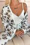Leaf Patterned Mint Women's Pajamas and Thermal Dressing Gown Set - 5