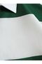 Unisex Organic Cotton Green and White Striped Oversized Half-Zip Polo Neck Sweatshirt - 3