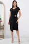V-neck short sleeve wrap dress with buckled waist - style 13444 - 5