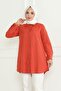 Women's Tile Tericotone Hidden Button Boyfriend Hijab Shirt - 6