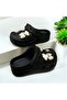 Burnu Kapali Stone Cros Children's Slippers Black Color - 3