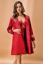 Women's Burgundy 2 Piece Covered Dressing Gown Nightgown Satin Kimono Set 5384 - 3