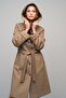 Hooded Brooch Detailed Cashmere Coat K. Kamel 3049 - 3