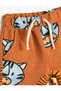 Shorts Cotton Tie Waist Lion Printed Pocket - 3
