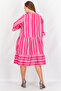 Women 3/4 Sleeves Pattern Dress, Pink - 3