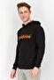 Men Hooded Brand Logo Long Sleeves Sweatshirt, Black and Orange - 3