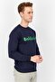 Men Crew Neckline Brand Logo Long Sleeves Sweatshirt, Blue and Forest - 2